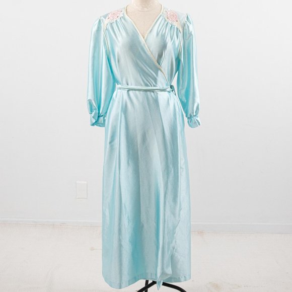 Vintage 70s OS Disco Shiny Robe Dress Blue AS-IS - Picture 14 of 14